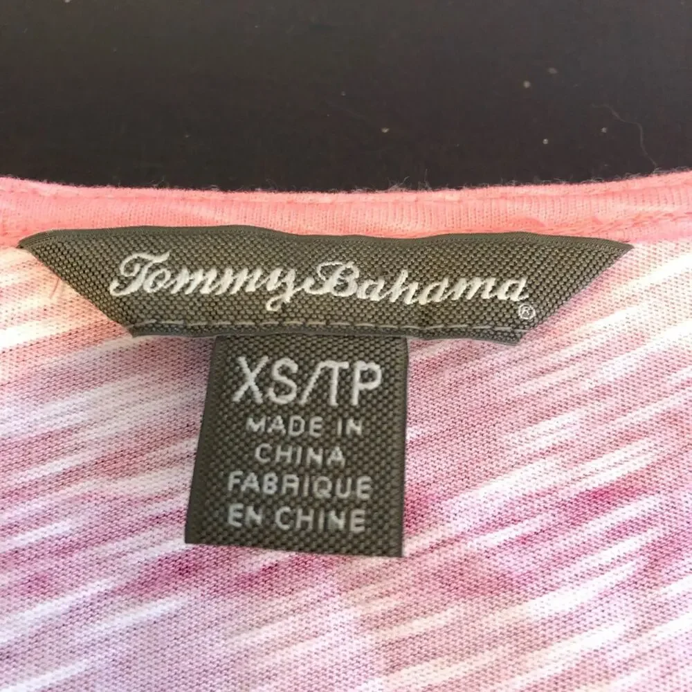 Tommy Bahama pink white tan striped sleeveless maxi dress size Extra Small XS